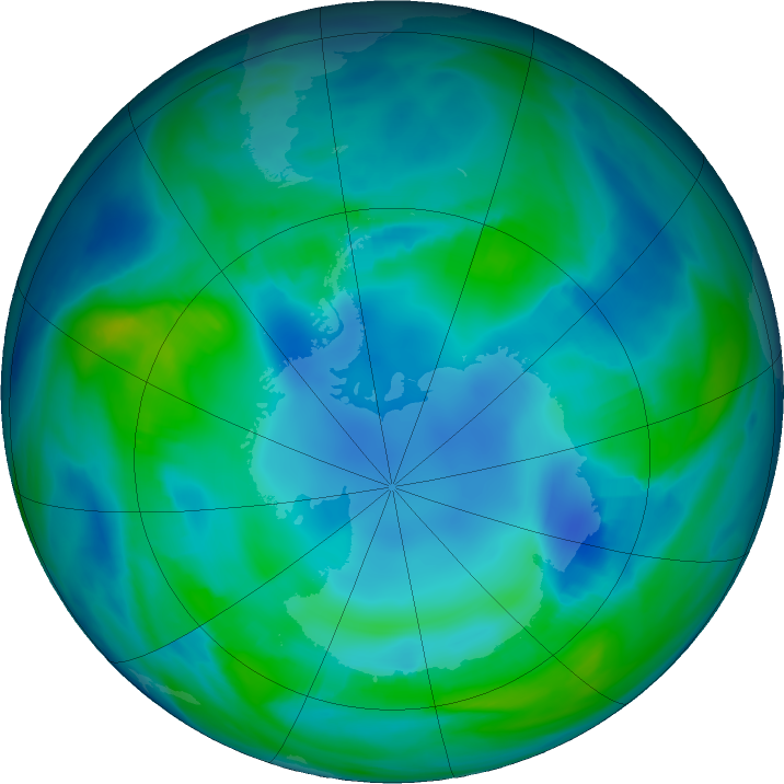 Antarctic ozone map for 11 May 2017
